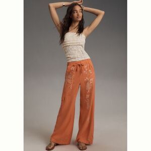 Anthropologie Pilcro Embroidered Beach Linen Cargo Pants